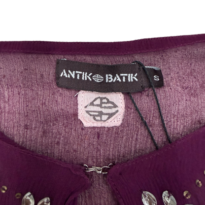 Antik Batik Purple Beaded Mesh Top