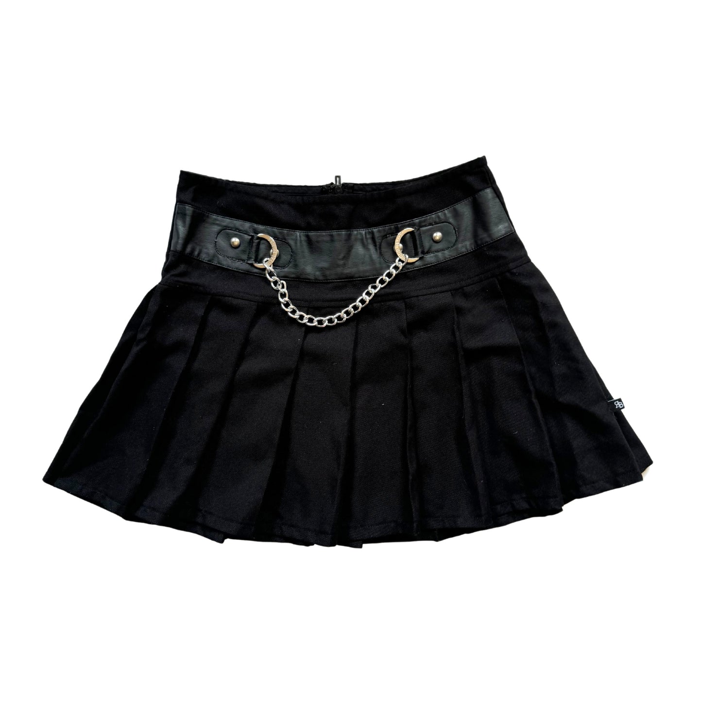 Vintage 2000s Y2k Royal Bones Black Pleated Mini Skirt
