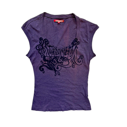 Vintage 2000s Y2k Miss Sixty Purple Velvet Details T Shirt