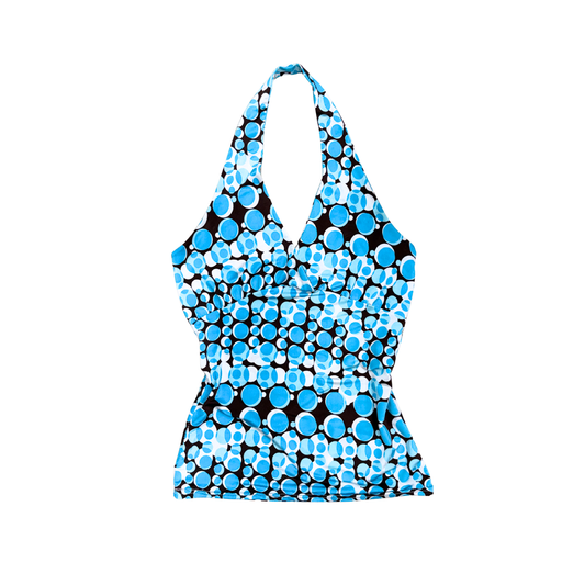 Blue Brown Circles Halter Top