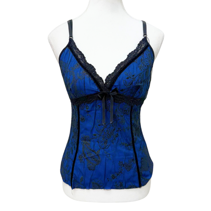 Blue Black Floral Lace Cami
