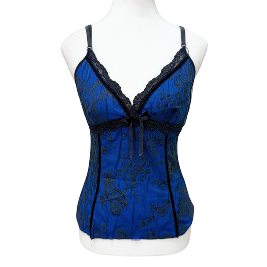 Blue Black Floral Lace Cami