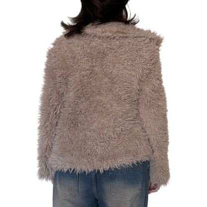 Vintage 2000s Y2k Little Lass Tan Furry Jacket