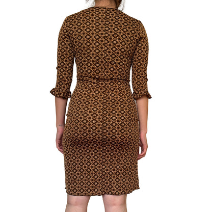 Vintage 2000s Y2k TRY Brown 3/4 Sleeve Midi Dress