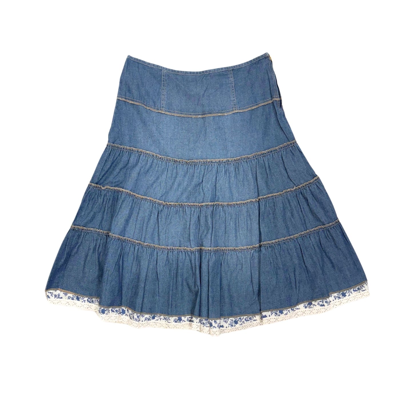 Promod Tiered Denim Midi Skirt