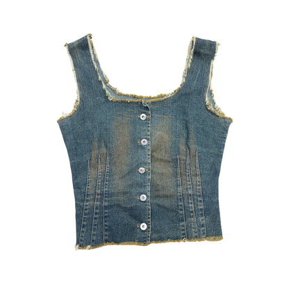 Denim Distressed Tank Top