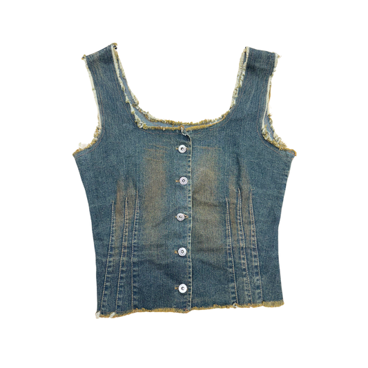 Denim Distressed Tank Top