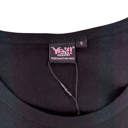 Yell! Black Purple Grunge Graphic Long Sleeve Top