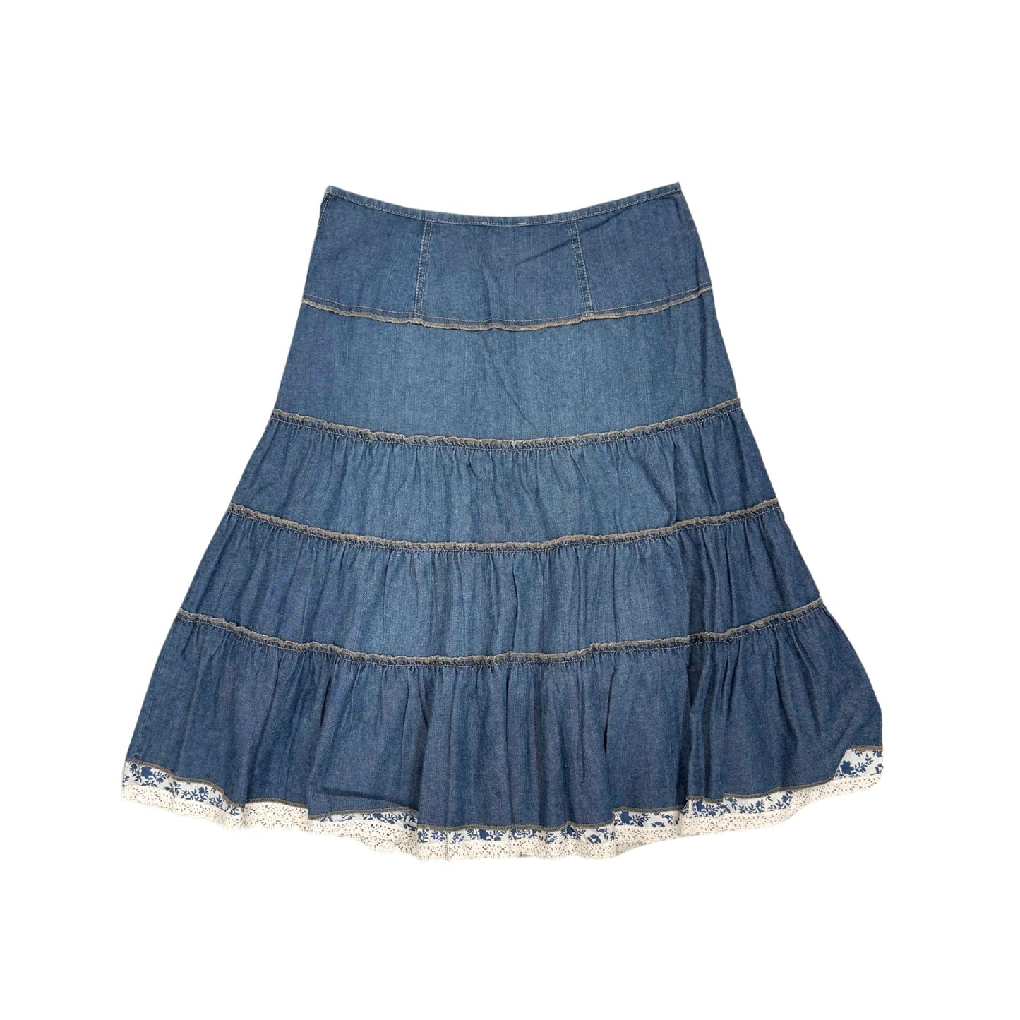 Promod Tiered Denim Midi Skirt