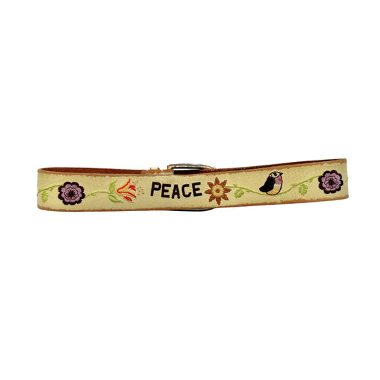 Vintage 2000s Y2k Peace Embroidered Belt