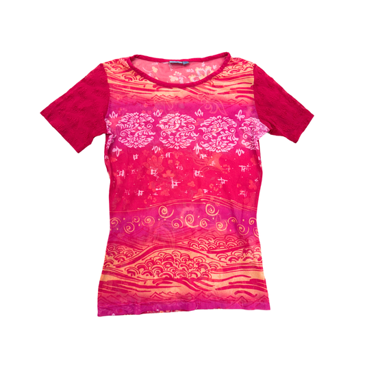 Montego Red Mesh Top