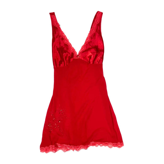 Vintage 2000s Y2k Red Sheer Slip Dress