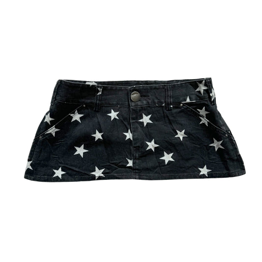 Vintage 2000s Y2k Black Star Denim Micro Mini Skirt