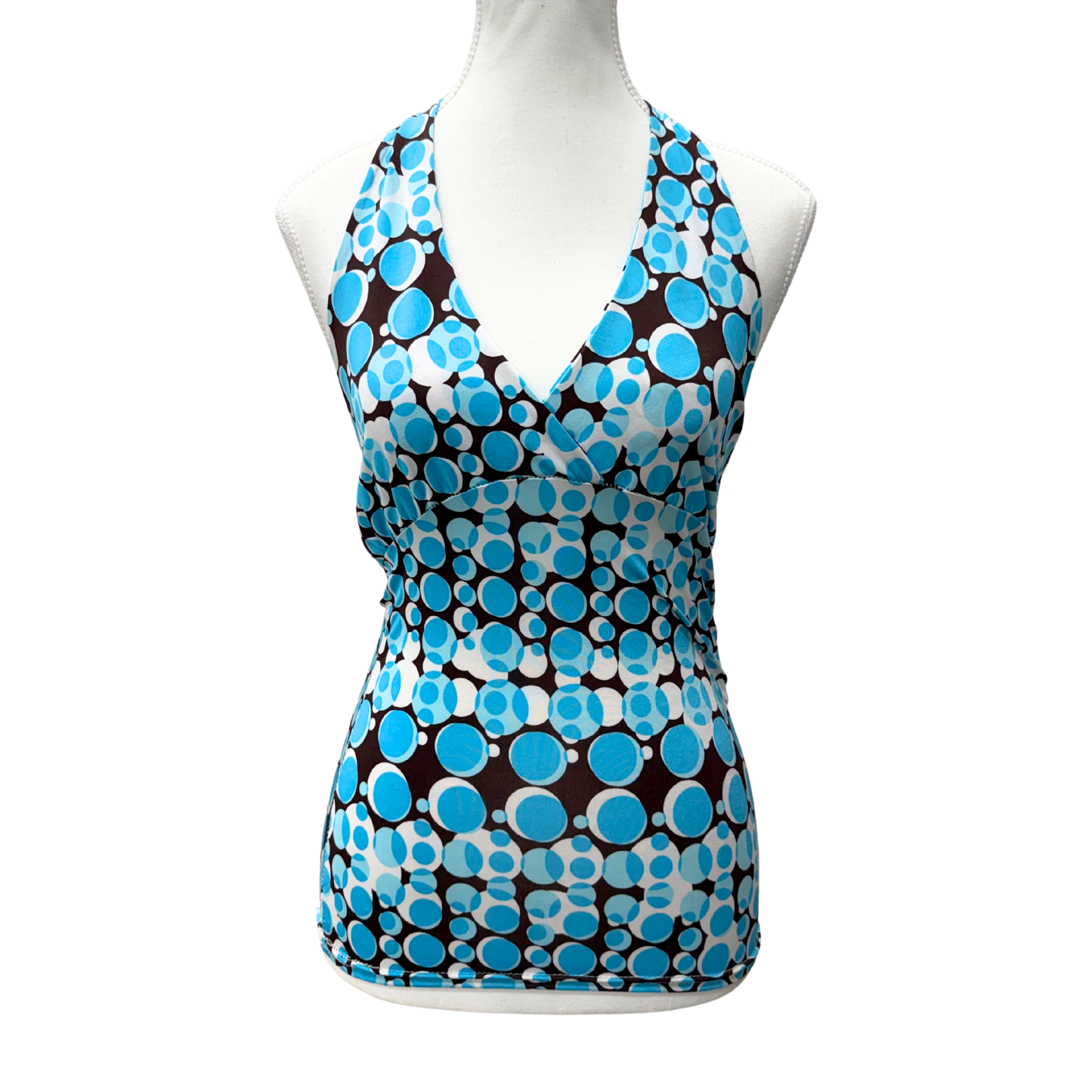 Blue Brown Circles Halter Top