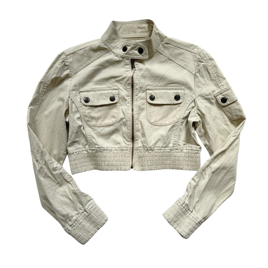 Vintage 2000s Y2k Star Jeans Beige Cropped Jacket