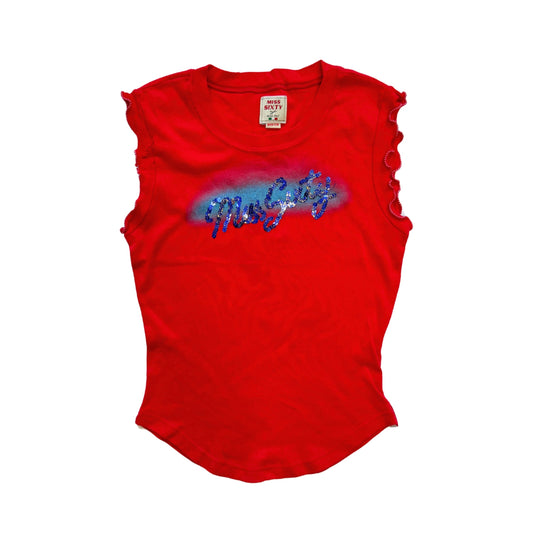 Vintage 2000s Y2k Miss Sixty Red Sequin Tank Top