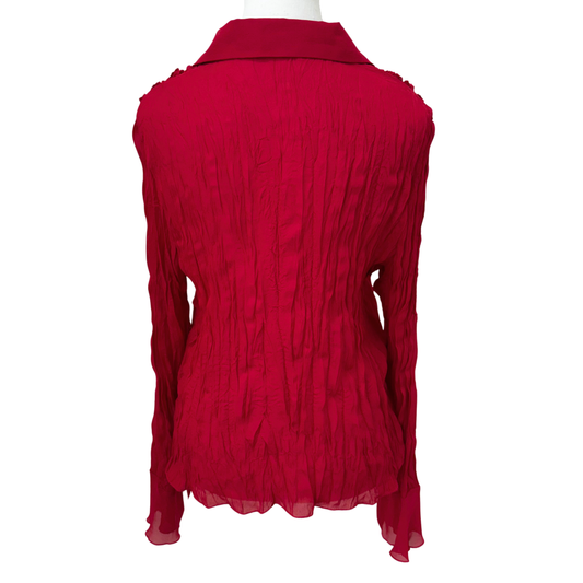 Red Ruffle Long Sleeve Blouse