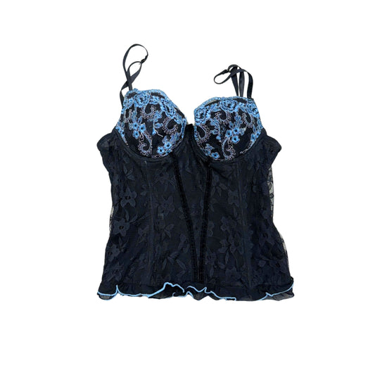 Jennifer Black Blue Lace Corset Cami