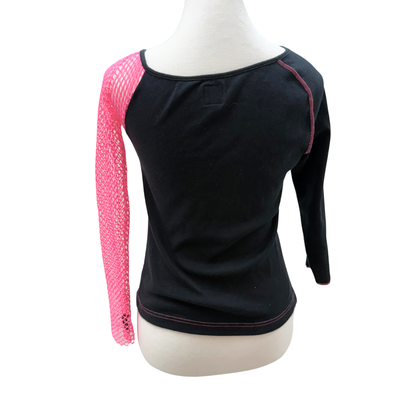 Miss Sixty Black Hot Pink Fishnet Long Sleeve Top