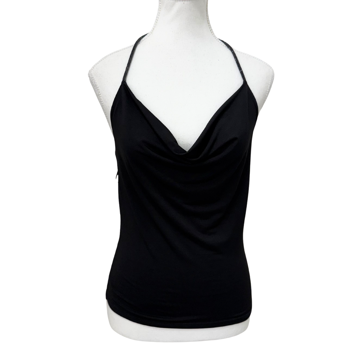 Nuna Lie Black Cowl Neck Halter Top