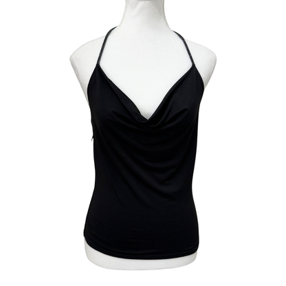 Nuna Lie Black Cowl Neck Halter Top