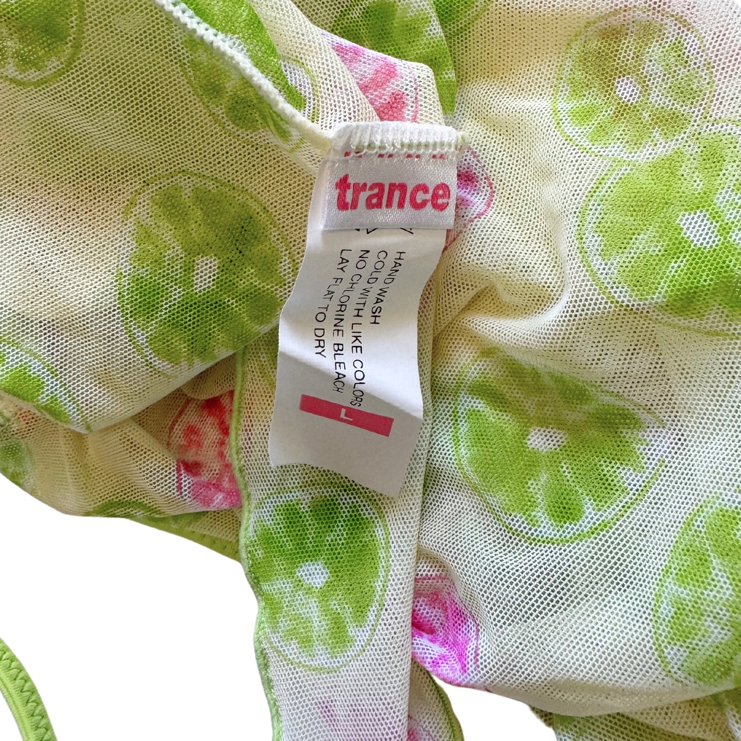 Vintage 2000s Y2k Trance Lime Fruit Mesh Cami