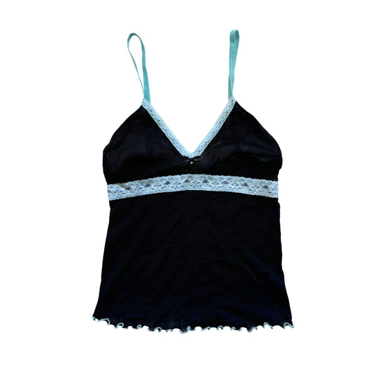 Vintage 2000s Y2k Muni Huni Black Blue Trim Cami