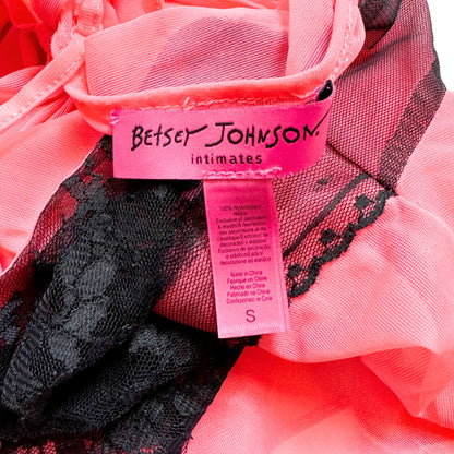 Vintage 2000s Y2k Betsy Johnson Pink Black Lace Baby Doll