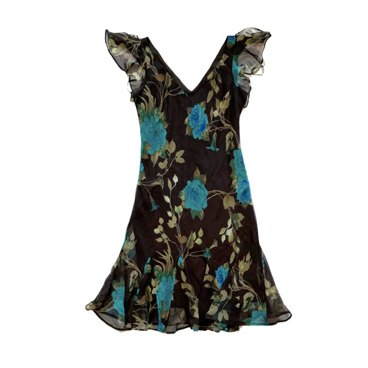 Vintage 2000s Y2k Scarlett Brown Floral Midi Dress