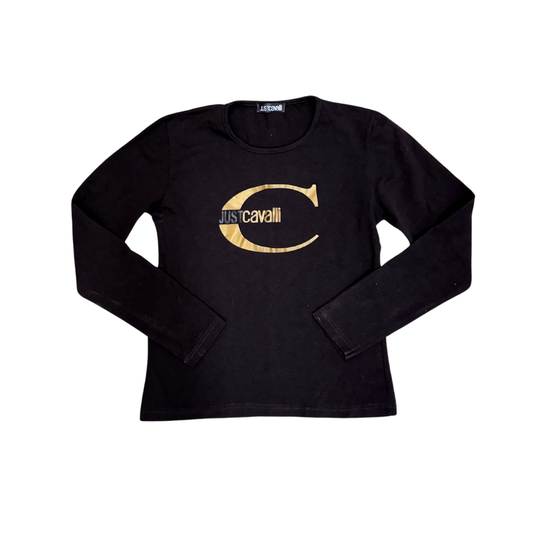 Just Cavalli Brown Graphic Long Sleeve Top