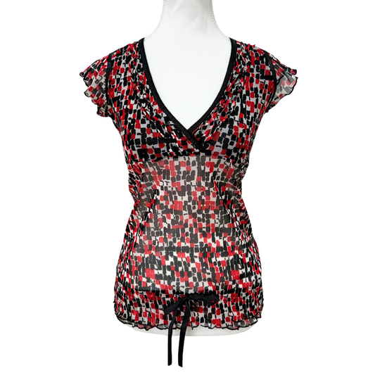 Black Red Mesh Top