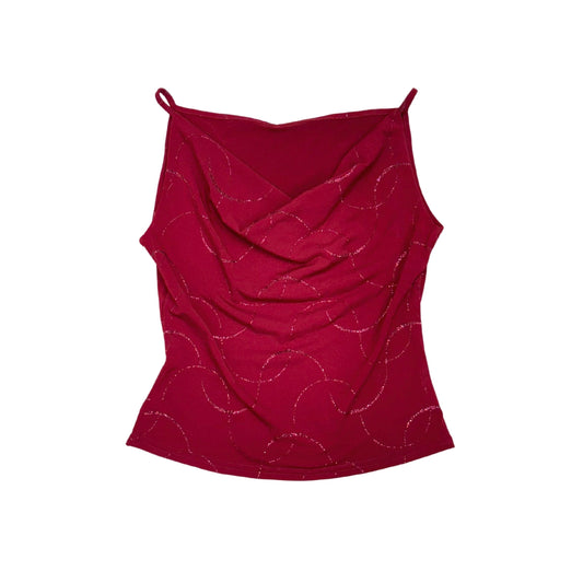 Burgundy Sparkly Cowl Neck Tank Top