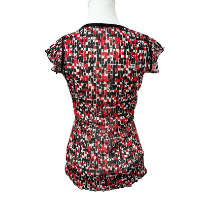 Black Red Mesh Top