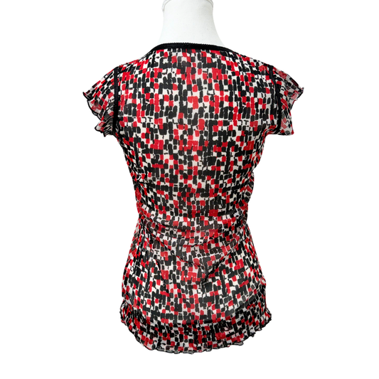 Black Red Mesh Top