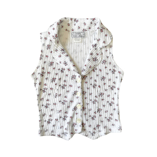 Vintage 2000s Y2k Wet Seal White Floral Vest