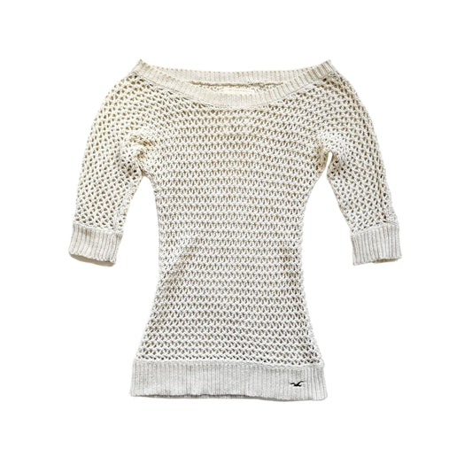 Vintage 2000s Y2k Hollister White Fishnet Knitted Sweater