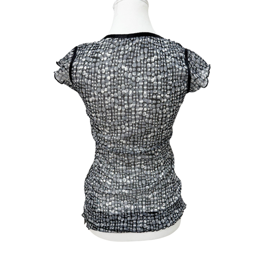 Gray White Mesh Top