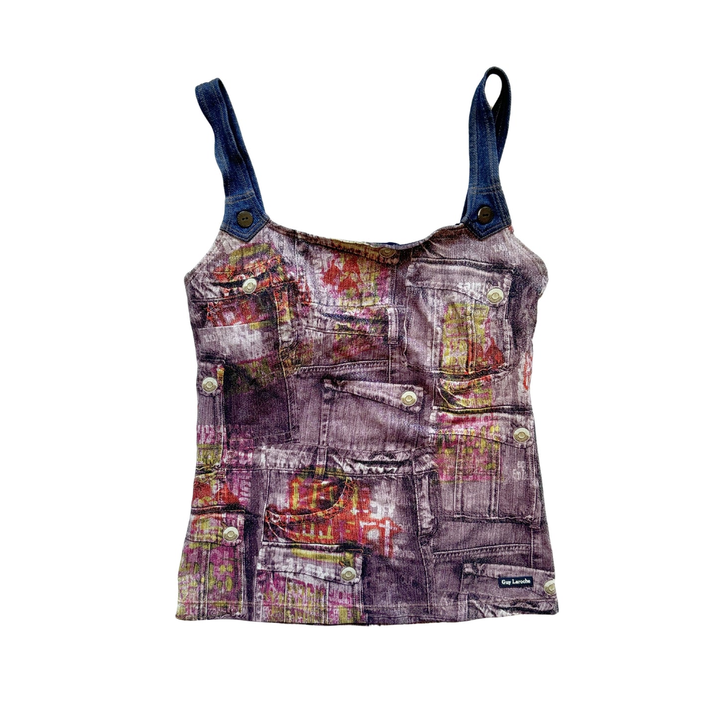 Vintage 2000s Y2k Purple Denim Patchwork Tank Top