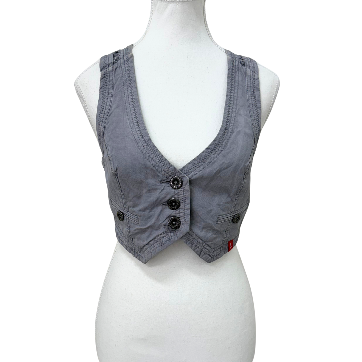 Edc Gray Lacce Denim Vest