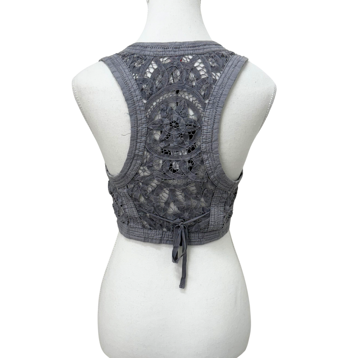 Edc Gray Lacce Denim Vest