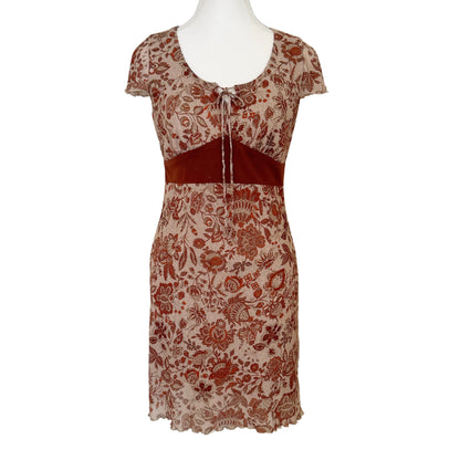 Vintage 2000s Y2k Xhilaration Brown Paisley Midi Dress