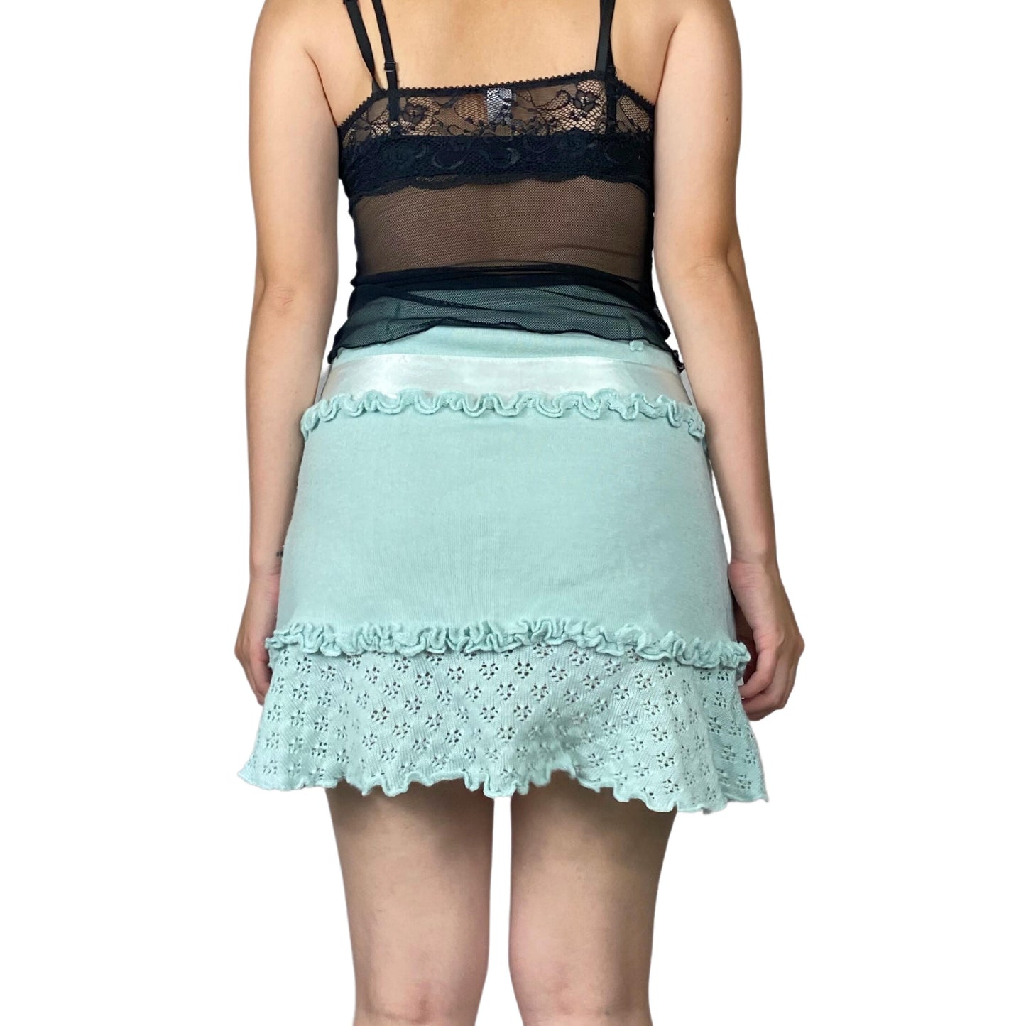Y2k Mint Knit Midi Skirt