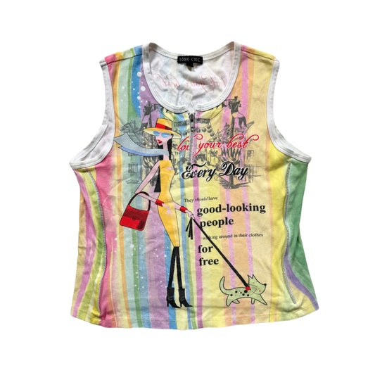 Vintage 2000s Y2k Boho Chic Multicolor Tank Top