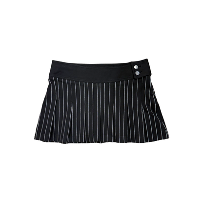 Ichi Black Striped Mini Skirt