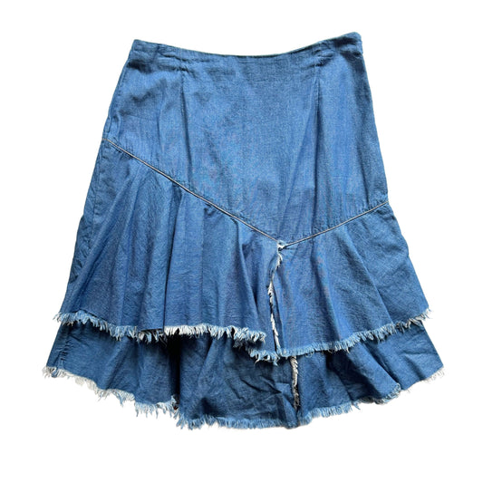 Vintage 2000s Y2k Tiered Denim Midi Skirt