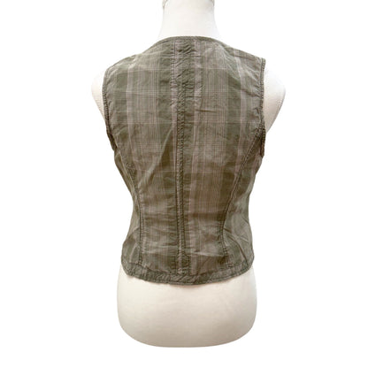 Street One Green Plaid Vest
