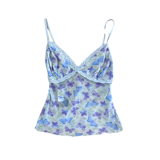 Blue Butterfly Mesh Cami