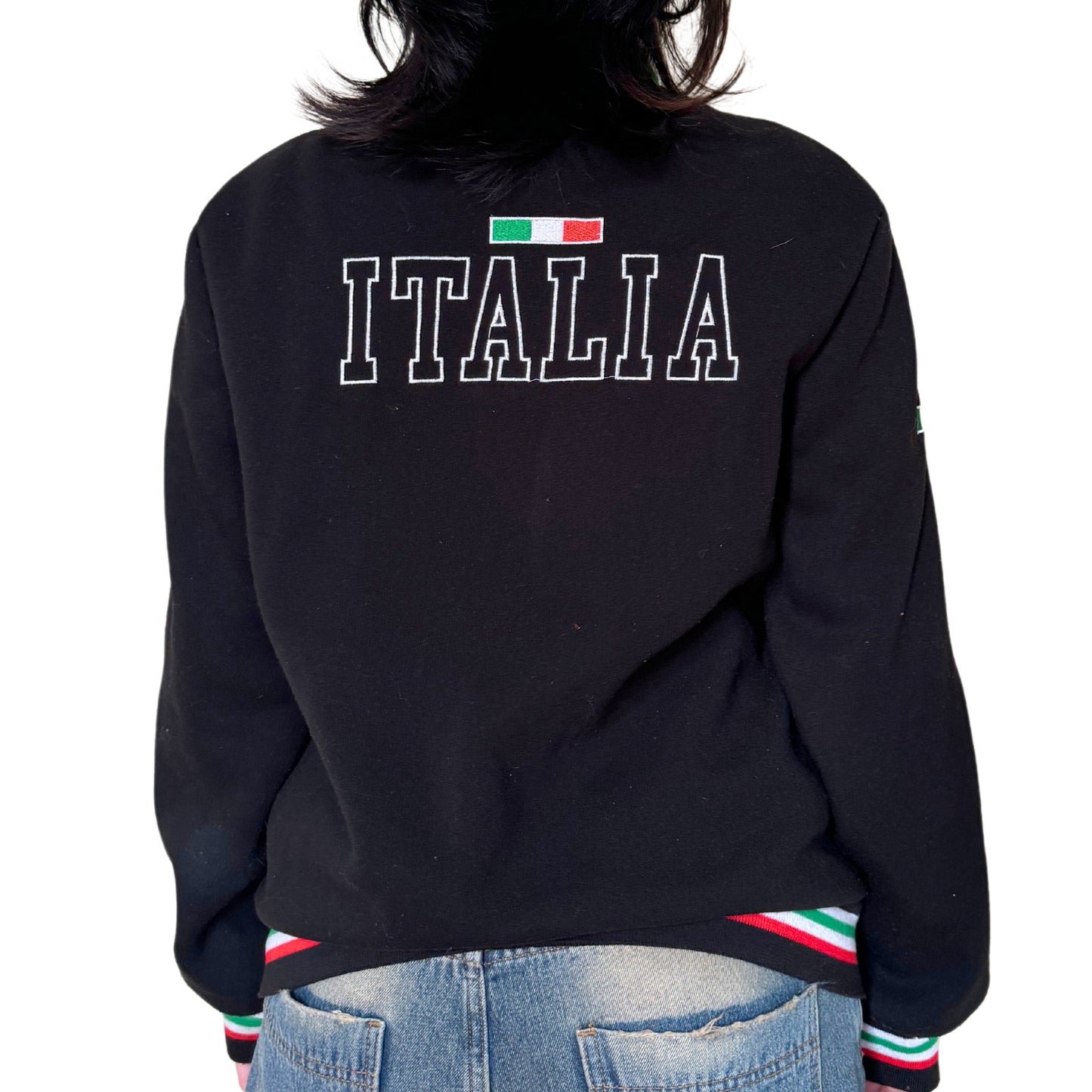 Vintage 2000s Y2k Italia Black Zip Up Jacket