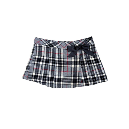 Gray Plaid Pleated Mini Skirt