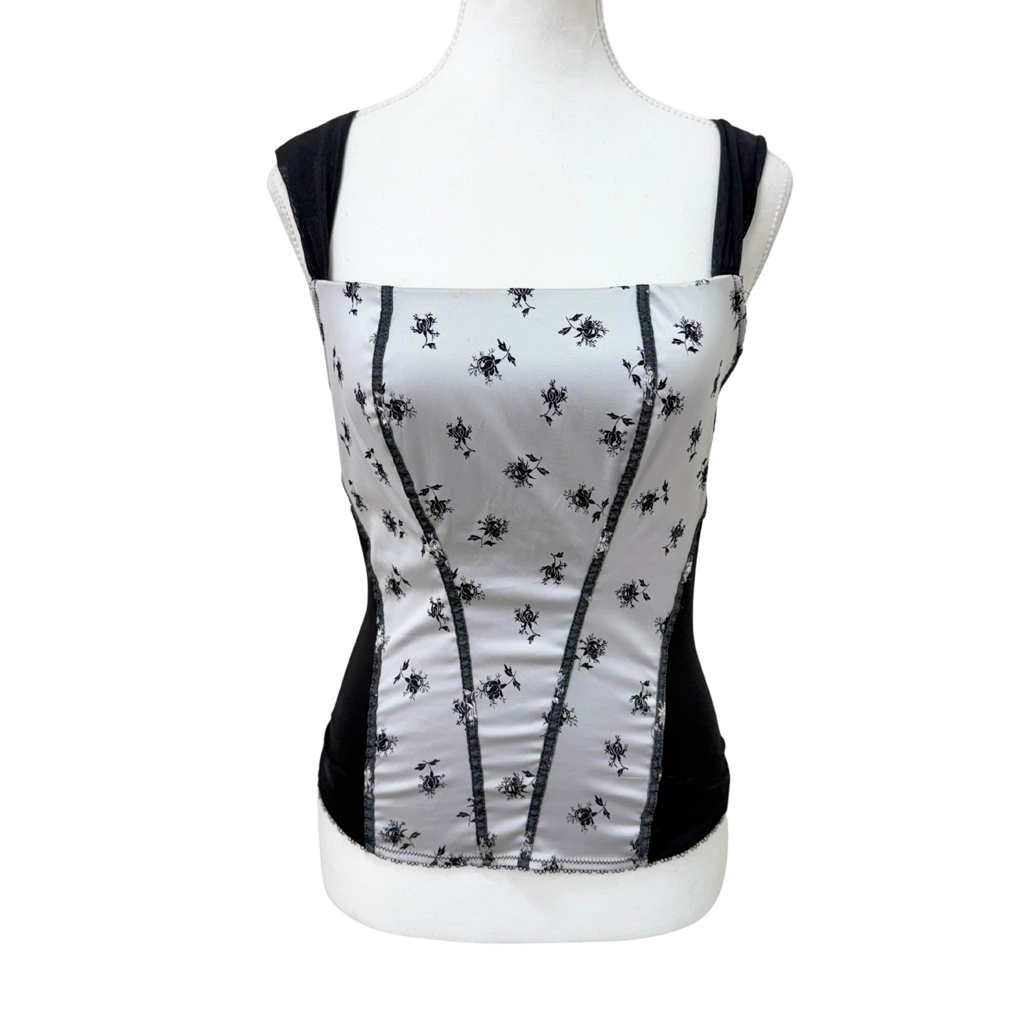 Lovable Gray Floral Mesh Cami